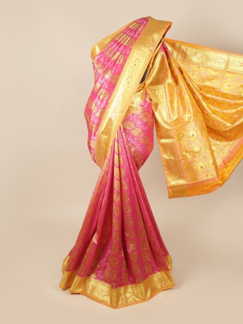 

Pothys Pink & Yellow Ethnic Motifs Zari Art Silk Saree