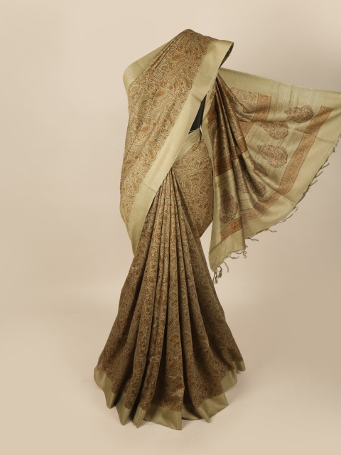 

Pothys Green & Rust Paisley Art Silk Banarasi Saree