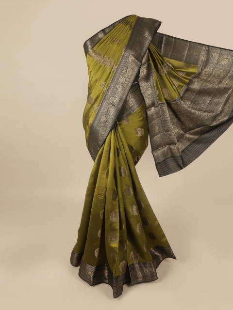 

Pothys Green & Grey Ethnic Motifs Art Silk Banarasi Saree