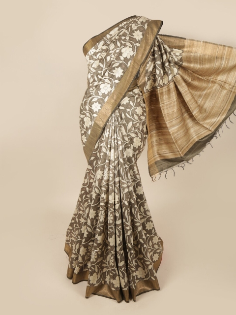 

Pothys Green & Off White Ethnic Motifs Art Silk Banarasi Saree
