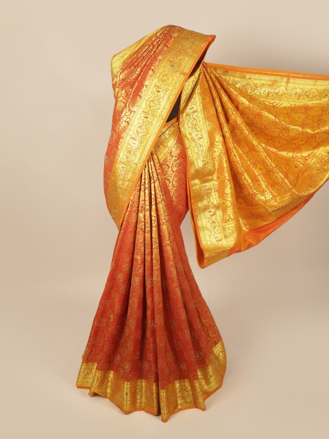 

Pothys Red & Yellow Floral Zari Art Silk Saree