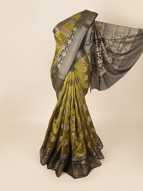 

Pothys Green & Black Woven Design Zari Art Silk Banarasi Saree
