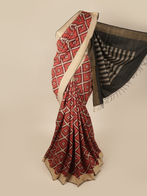 

Pothys Maroon & Black Printed Art Silk Banarasi Saree