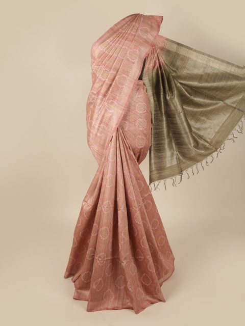 

Pothys Mauve & Olive Green Bandhani Art Silk Banarasi Saree