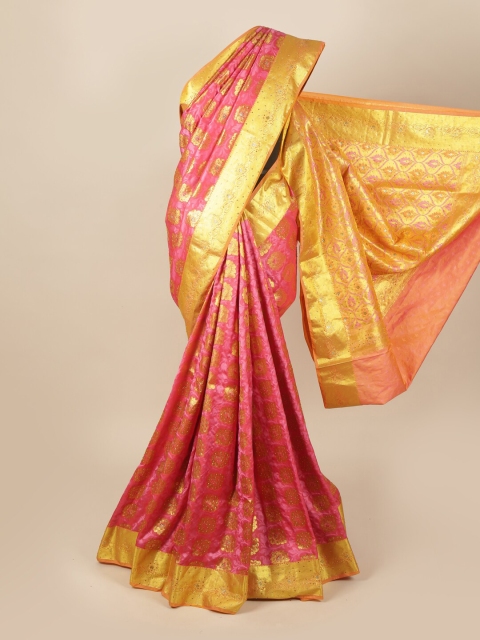 

Pothys Pink & Gold-Toned Woven Design Art Silk Saree