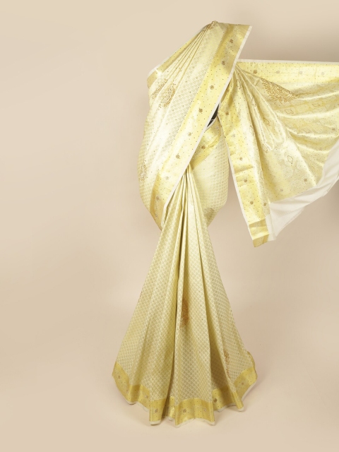 

Pothys Off White & Gold-Toned Woven Design Art Silk Saree