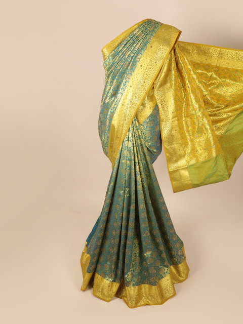 

Pothys Blue & Yellow Woven Design Art Silk Saree