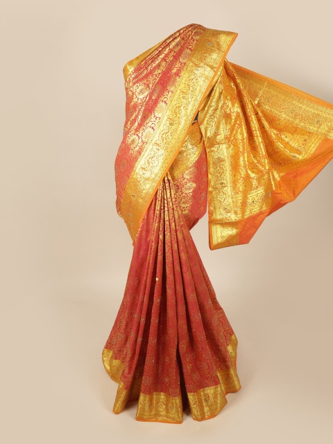 

Pothys Pink & Gold Ethnic Motifs Art Silk Saree