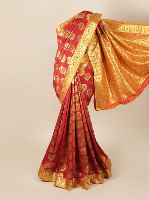 

Pothys Maroon & Orange Woven Design Zari Art Silk Saree