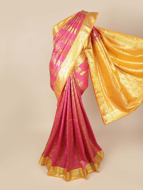 

Pothys Pink & Yellow Woven Design Zari Art Silk Saree