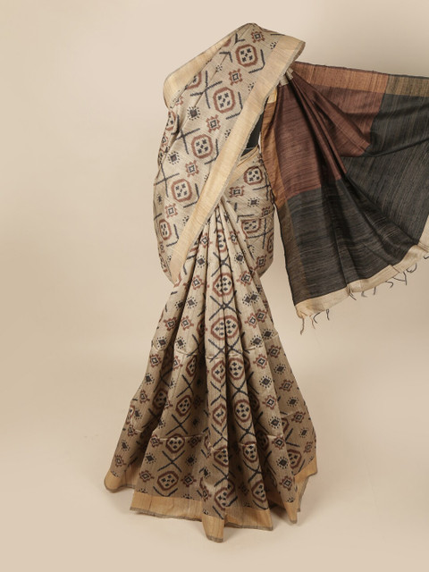 

Pothys Beige & Brown Art Silk Banarasi Saree