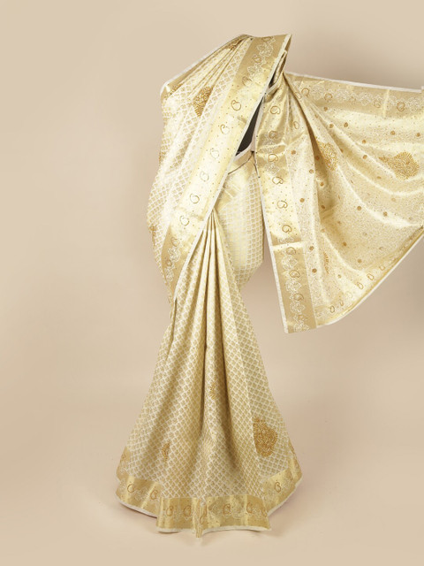 

Pothys Off White & Gold-Toned Woven Design Art Silk Saree