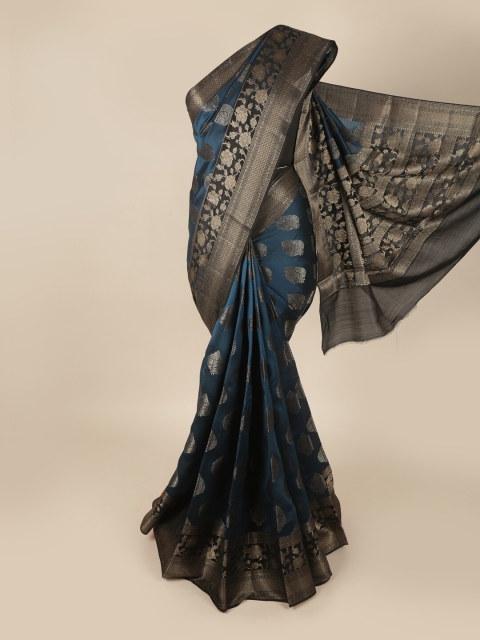 

Pothys Blue & Black Ethnic Motifs Zari Art Silk Banarasi Saree