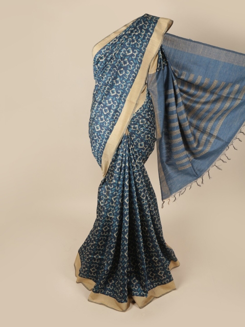 

Pothys Blue & Cream-Coloured Printed Art Silk Banarasi Saree