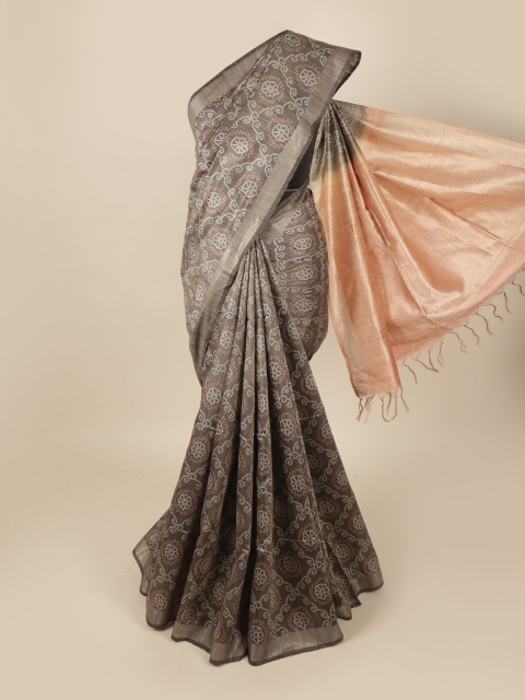 

Pothys Grey Bandhani Printed Art Silk Saree