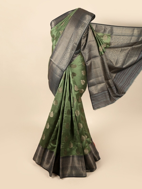 

Pothys Green & Grey Ethnic Motifs Zari Art Silk Banarasi Saree
