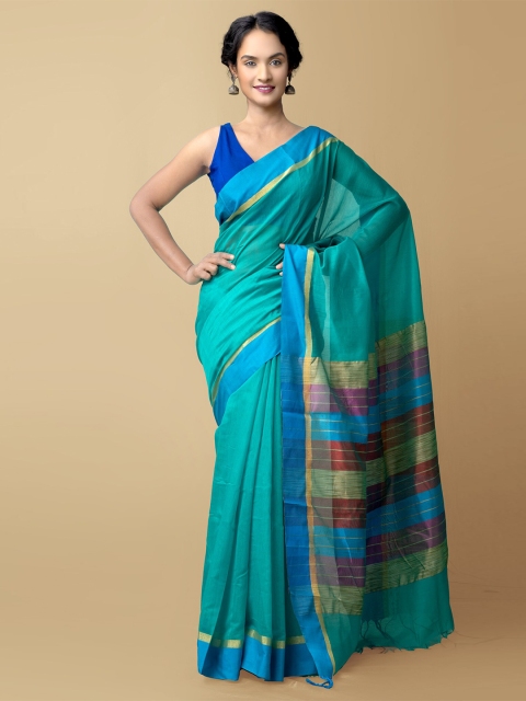

Unnati Silks Green & Maroon Silk Cotton Chanderi Saree