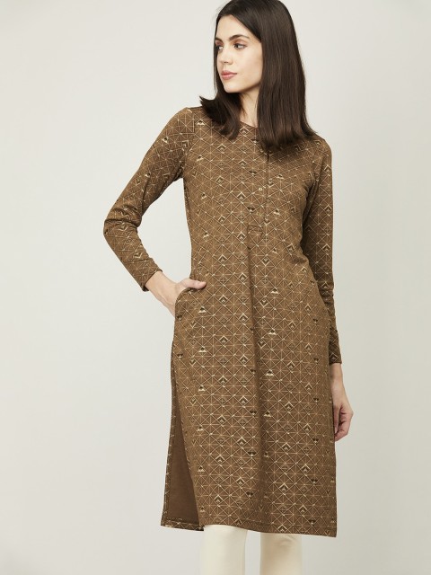 

Melange by Lifestyle Women Brown Geometric Printed Kurta