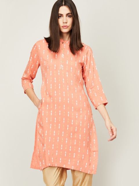 

Melange by Lifestyle Women Orange & Off White Ethnic Motifs Kurta