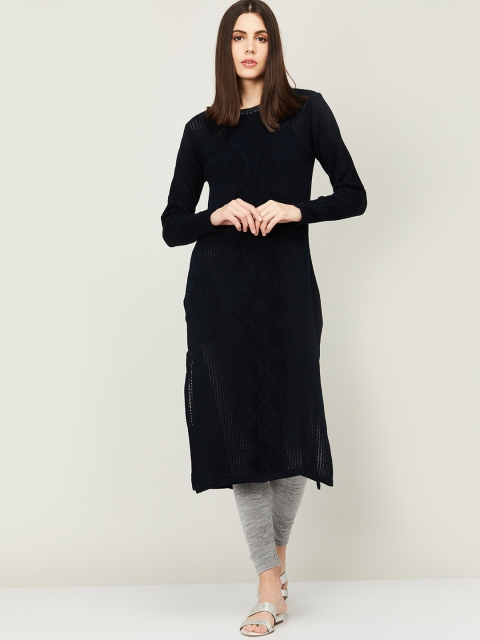 

Melange by Lifestyle Women Navy Blue Acrylic Kurta