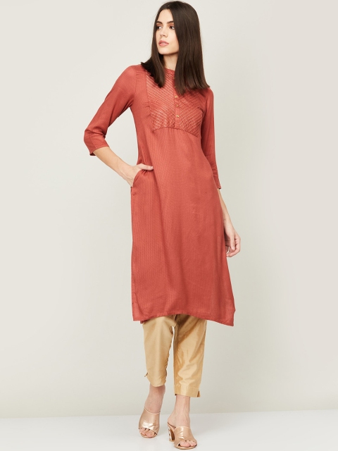 

Melange by Lifestyle Women Red Yoke Design A-Line Kurta, Rust