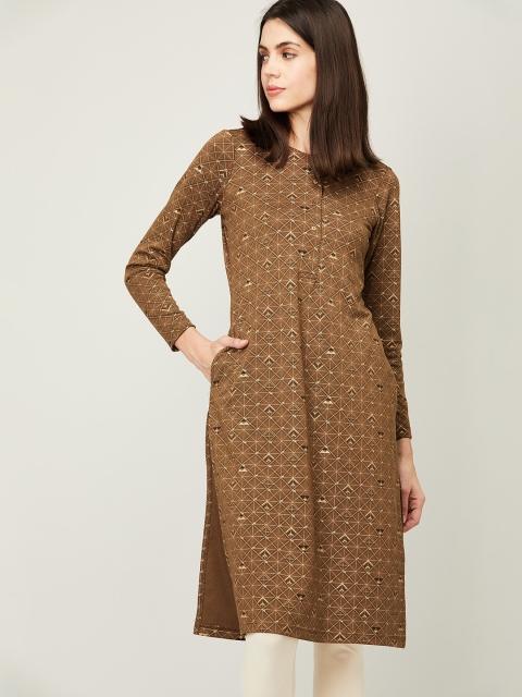 

Melange by Lifestyle Women Brown Geometric Kurta