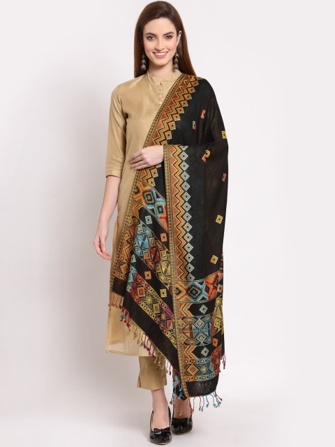 

Anekaant Women Black & Yellow Woven Design Shawl