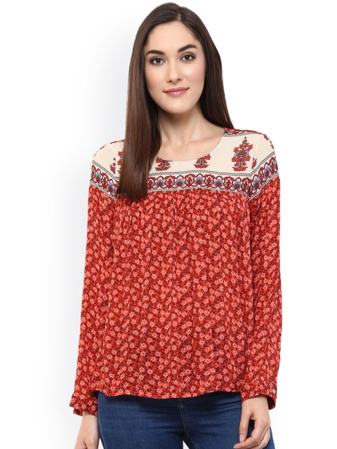 

Raindrops Women Red Printed Regular Top