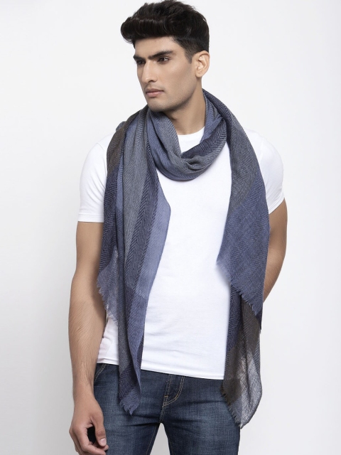 

Calvadoss Men Blue & Grey Striped Woollen Muffler