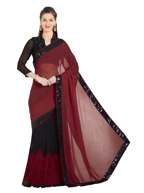 

Viva N Diva Maroon & Black Sequinned Mangalagiri Saree