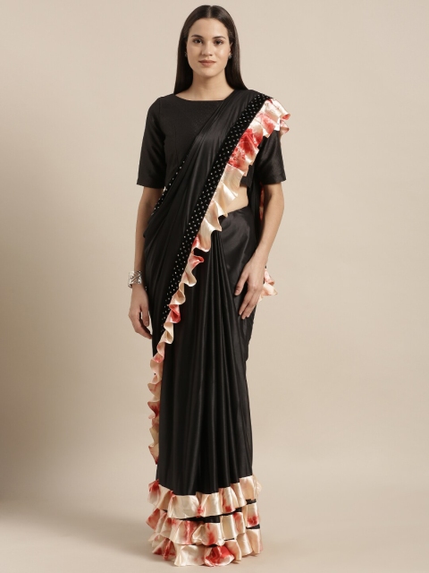 

Viva N Diva Black & Cream-Coloured Beads and Stones Saree