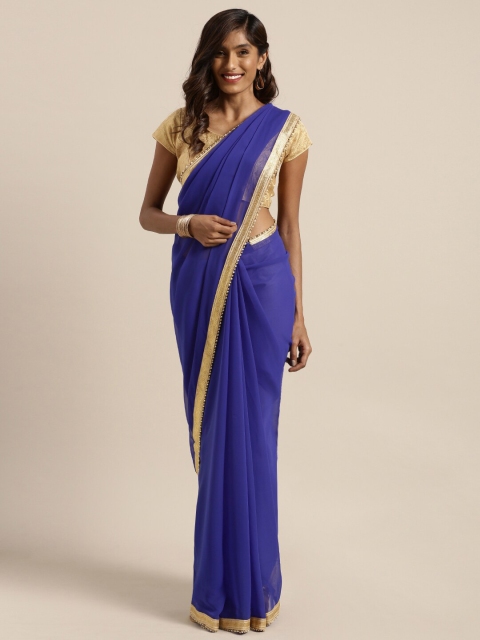 

Viva N Diva Blue & Gold-Toned Poly Georgette Saree
