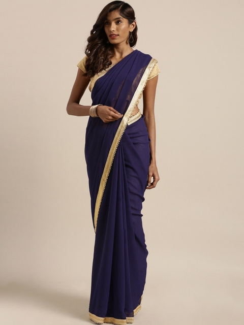 

Viva N Diva Navy Blue & Gold Saree