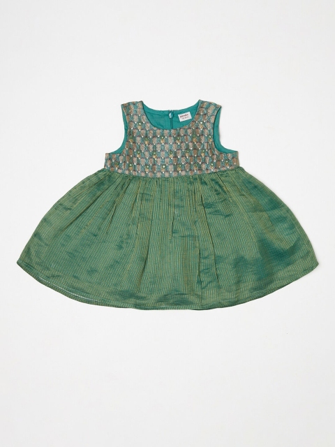 

Fabindia Girls Green Floral Dress