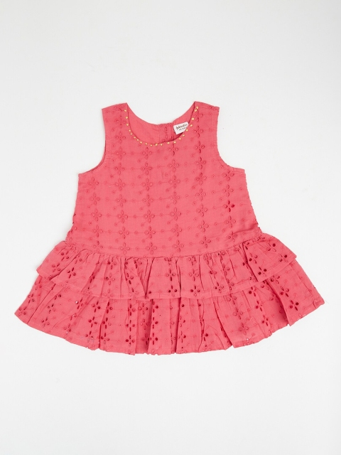 

Fabindia Pink Floral A-Line Dress