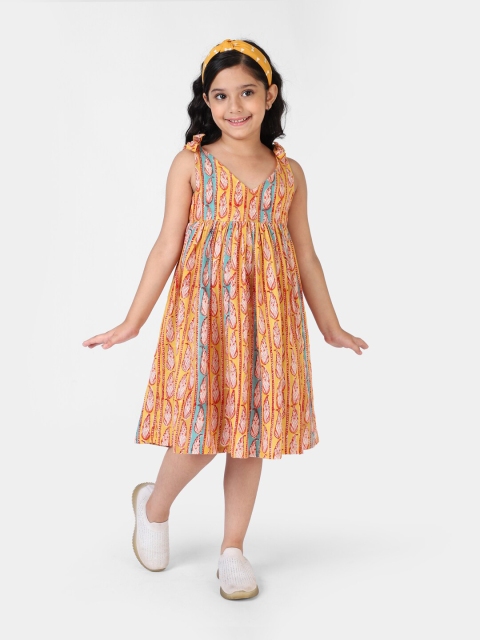 

Fabindia Yellow Tribal A-Line Dress
