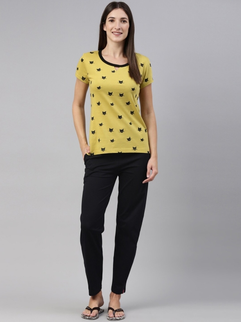 

A3A Women Green & Black Cotton Printed Night suit