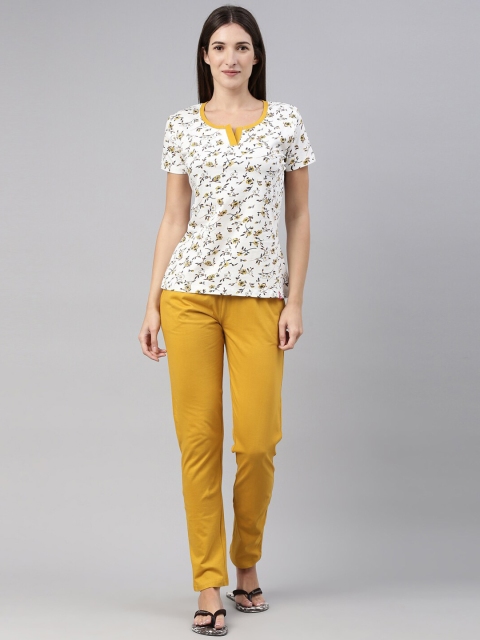 

A3A Women Yellow & White Printed Night suit