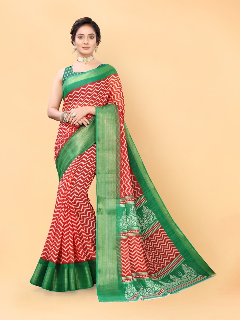 

Viva N Diva Red & Green Striped Saree