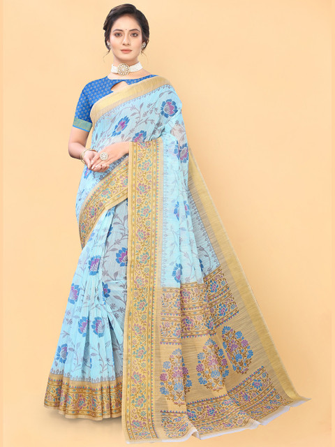

Viva N Diva Blue & Purple Floral Saree