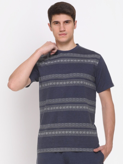

Obaan Men Blue & Off White Tribal Printed T-shirt