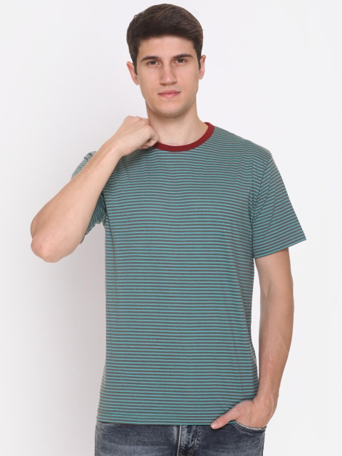 

Obaan Men Green Striped T-shirt