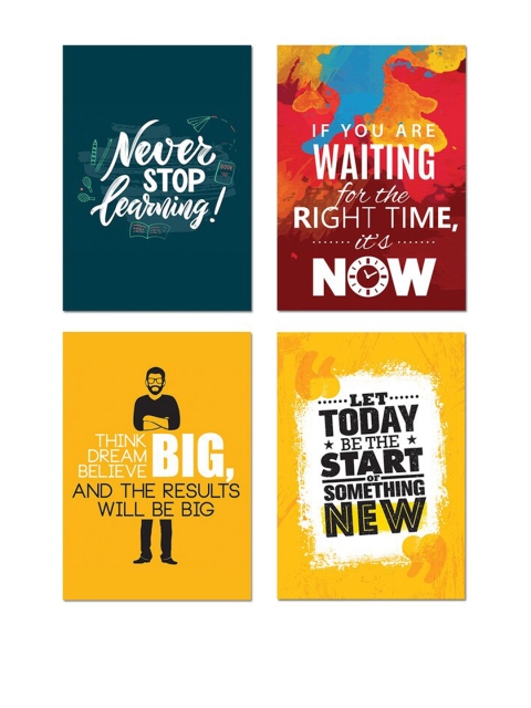 

Ferns 'N' Petals Set Of 4 Motivational Quotes Wall Posters, Multi
