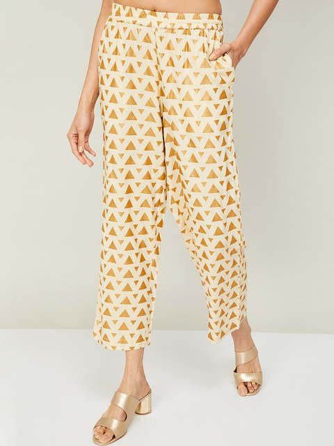 

Melange by Lifestyle Women Cream-Coloured & Beige Printed Palazzos