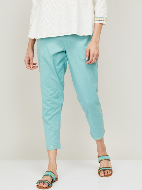 

Melange by Lifestyle Women Blue Tapered Fit High-Rise Ethnic Trousers