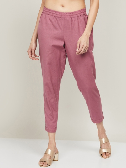 

Melange by Lifestyle Women Pink Pleated Trousers