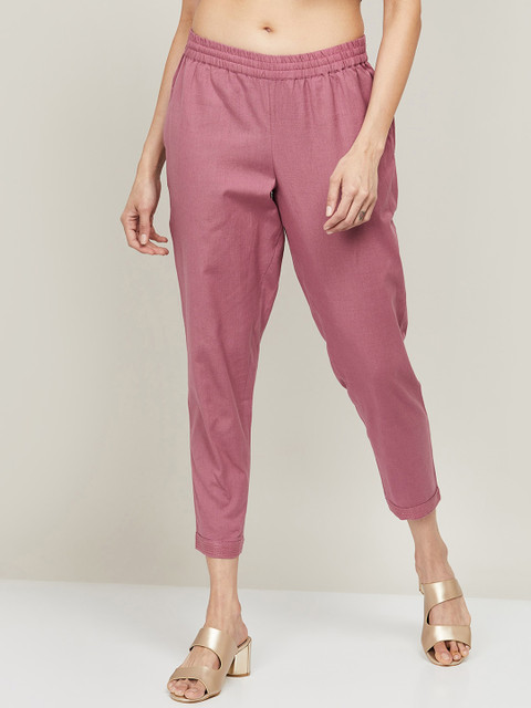 

Melange by Lifestyle Women Pink Tapered Fit High-Rise Ethnic Trousers
