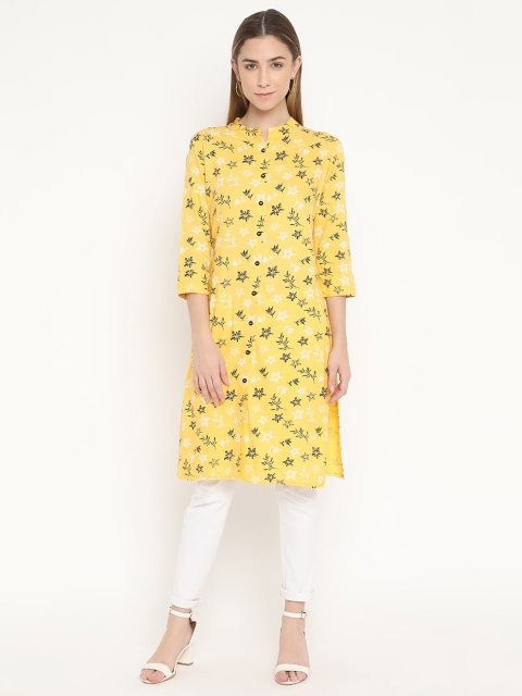 

V2 Value & Variety Women Yellow Floral Printed Kurta