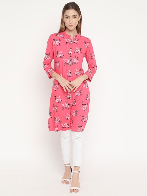 

V2 Value & Variety Women Pink & White Floral Printed Floral Kurta
