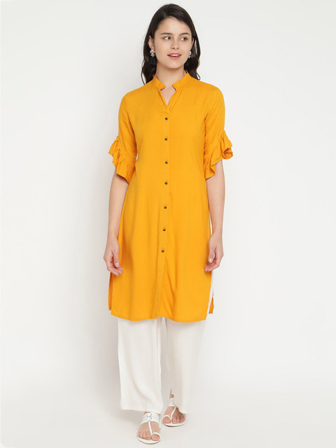 

V2 Value & Variety Women Mustard Yellow Kurta